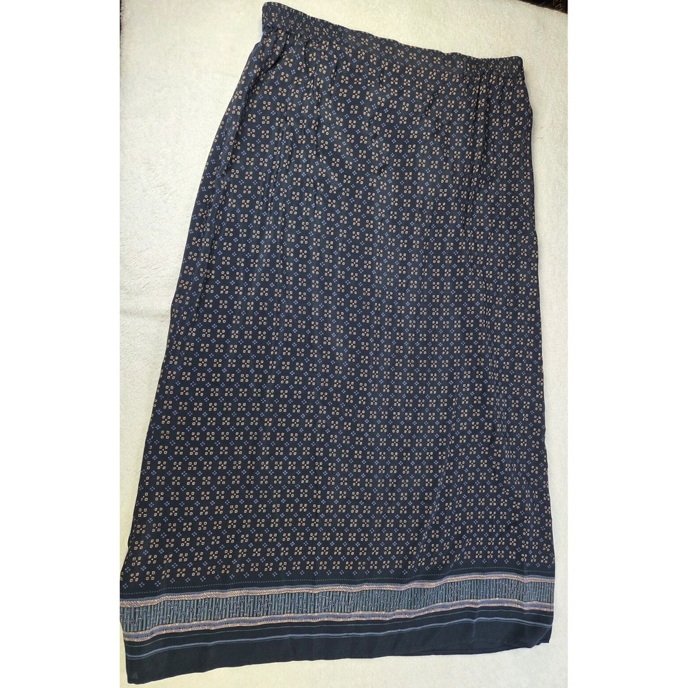 Diane Gilman 100% Silk Midi Skirt Womens Large Blue Boho Y2K Vintage Style
